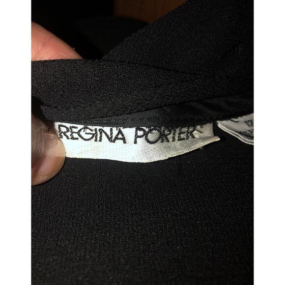 Vintage Regina Porter faux wrap V neck black Jumpsuit with pockets size 12 - Picture 7 of 12